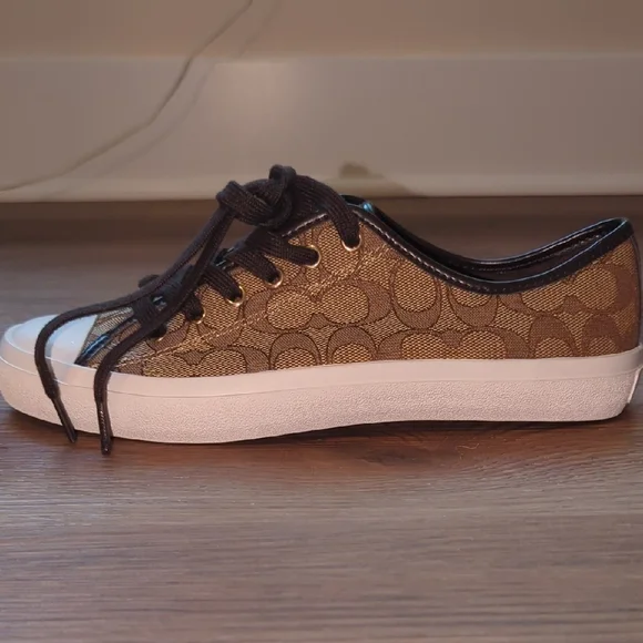 Coach Empire Low Top Logo Sneakers Brown Signature Canvas Wm Sz 10 - Picture 7 of 16